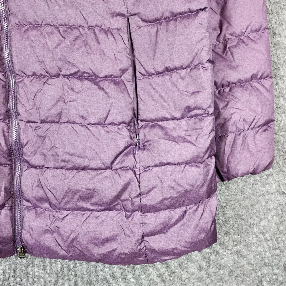 Eddie Bauer Jacket Womens L EB650 Down Purple Hooded Puffer EUC